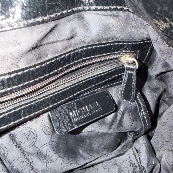 Michael Kors Shiny Black Tote with Gold Accents - Picture 9 of 9
